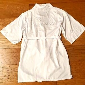 White Bride Robe Rhinestones Sparkle Wedding Bridal Getting Ready Robe